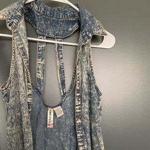 Distressed jean looking tank